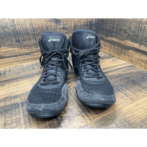 ASICS Mens Wrestling Shoes Black White High Top Size 9 Lightweight Grip - Picture 4 of 10